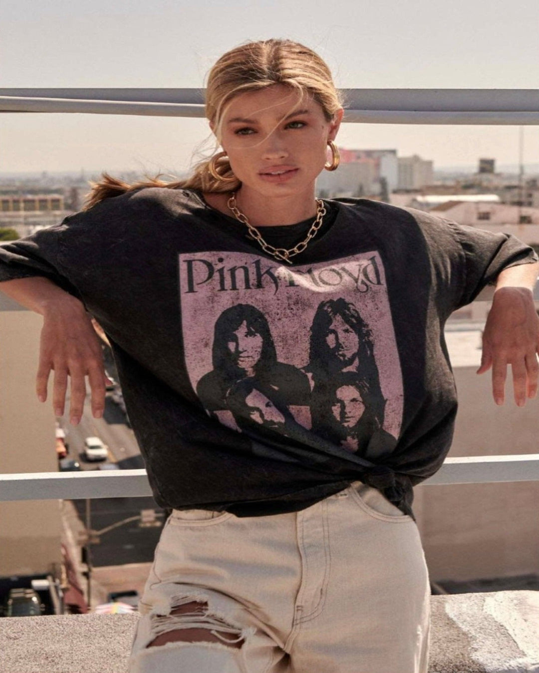 Pink Floyd Oversized Distressed Graphic Tee