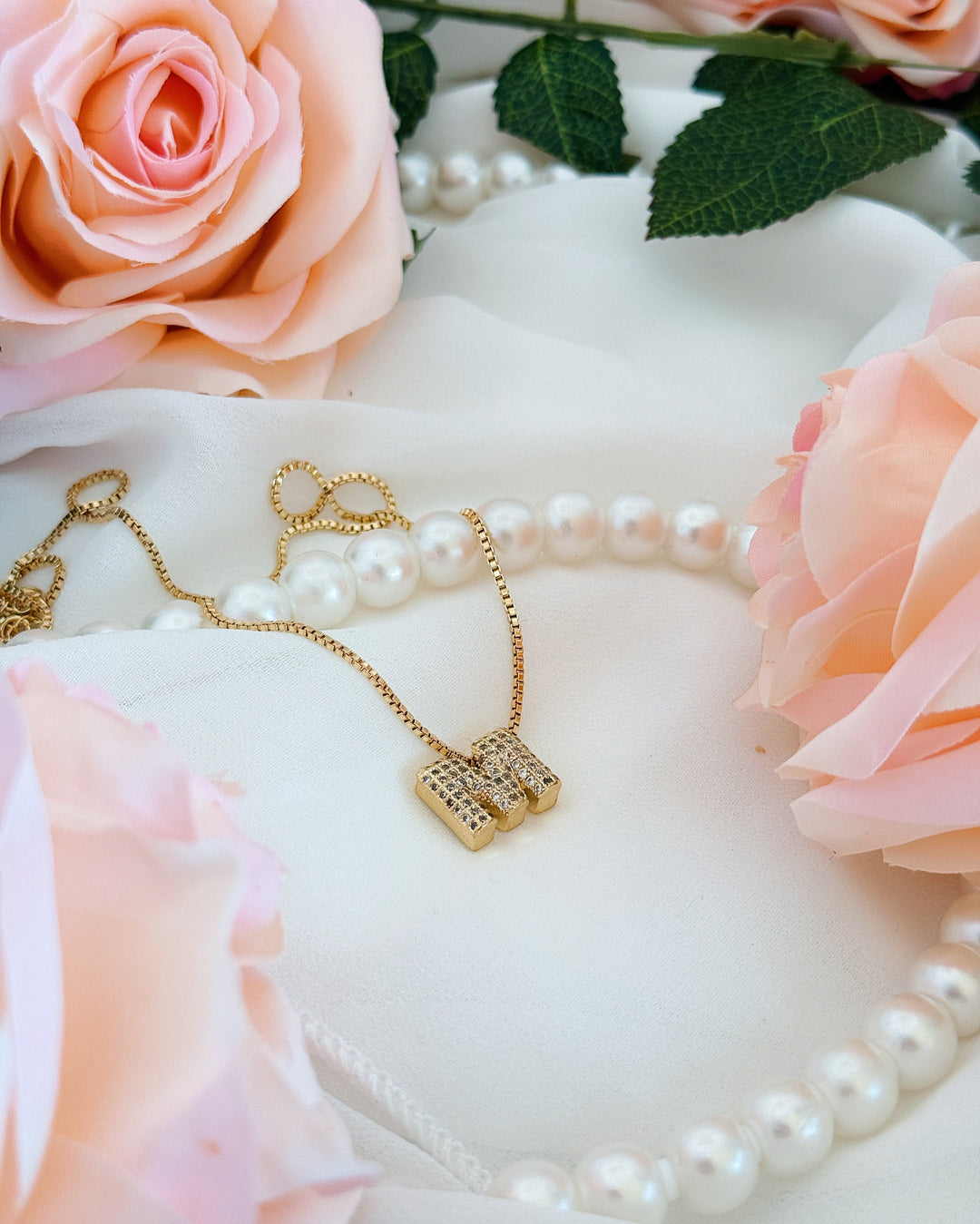 The Dainty Square Pave Letter Necklace