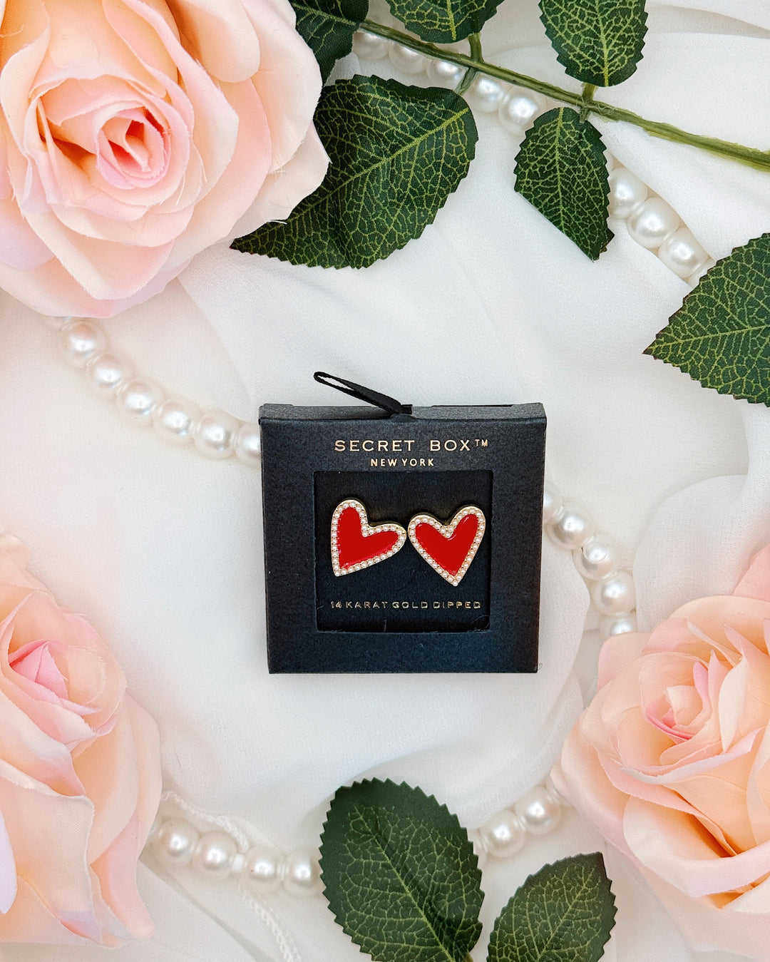 Dipped Enamel Heart Stud Earrings