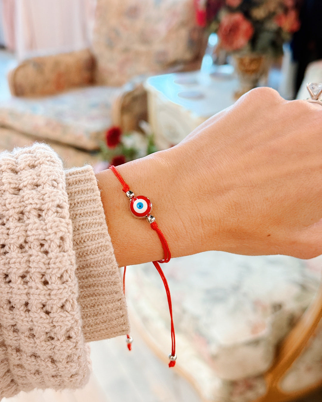 Adjustable Evil Eye Bracelet - Red