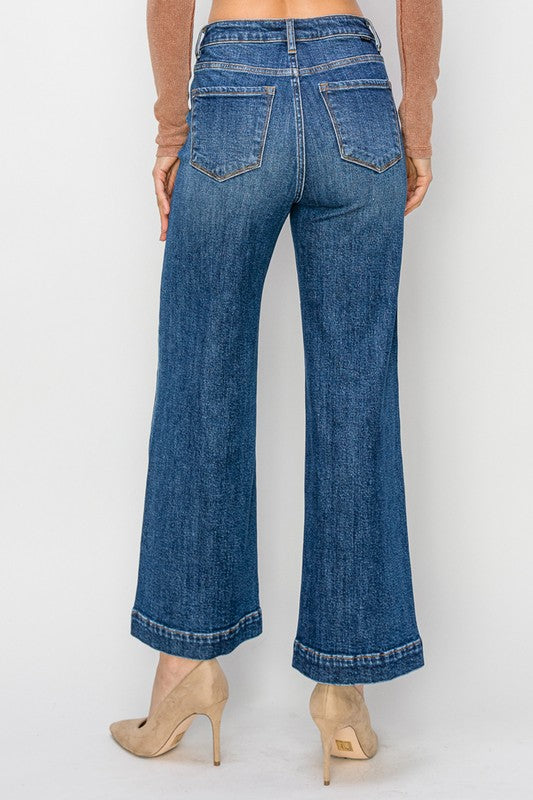 Cropped wide leg jeans