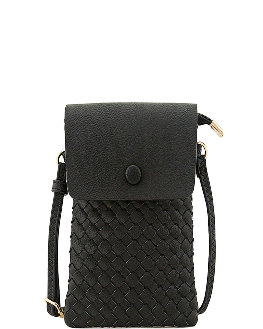 Quilted Soft Leather Crossbody Bag - Black