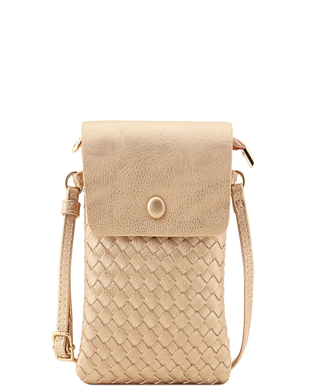 Quilted Soft Leather Crossbody Bag - Gold
