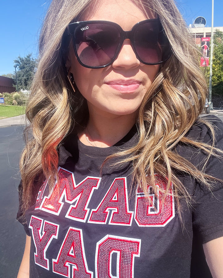 Game Day Sequin Light Crop Tee - Black