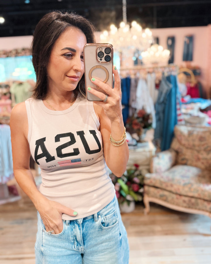 The USA Ribbed Tank Top