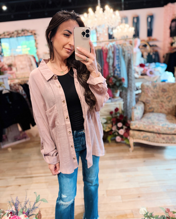 The Evelyn Button Down Blouse - Mauve