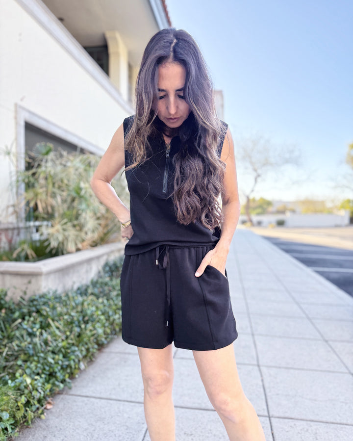 Sporty woman in black