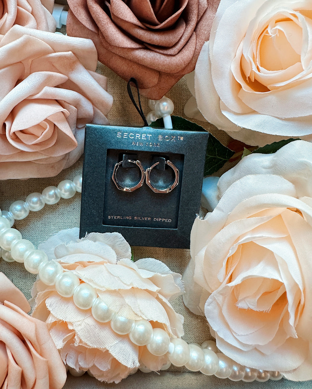 Small Hex Hoops - Silver