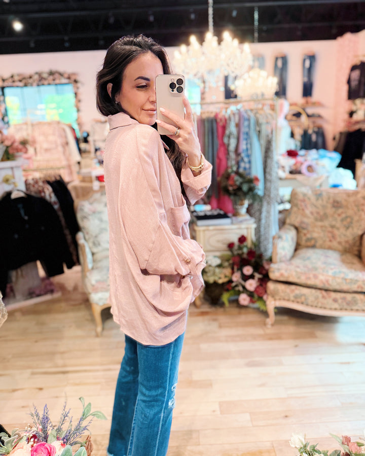 The Evelyn Button Down Blouse - Mauve