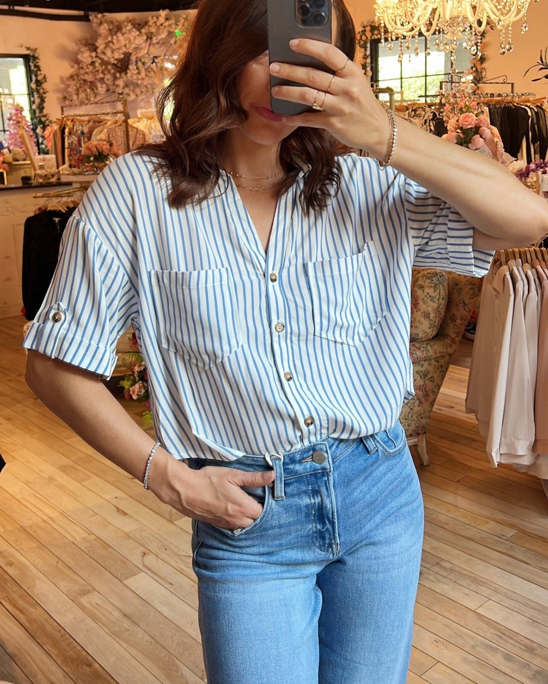 The Lauren Striped Top - Blue