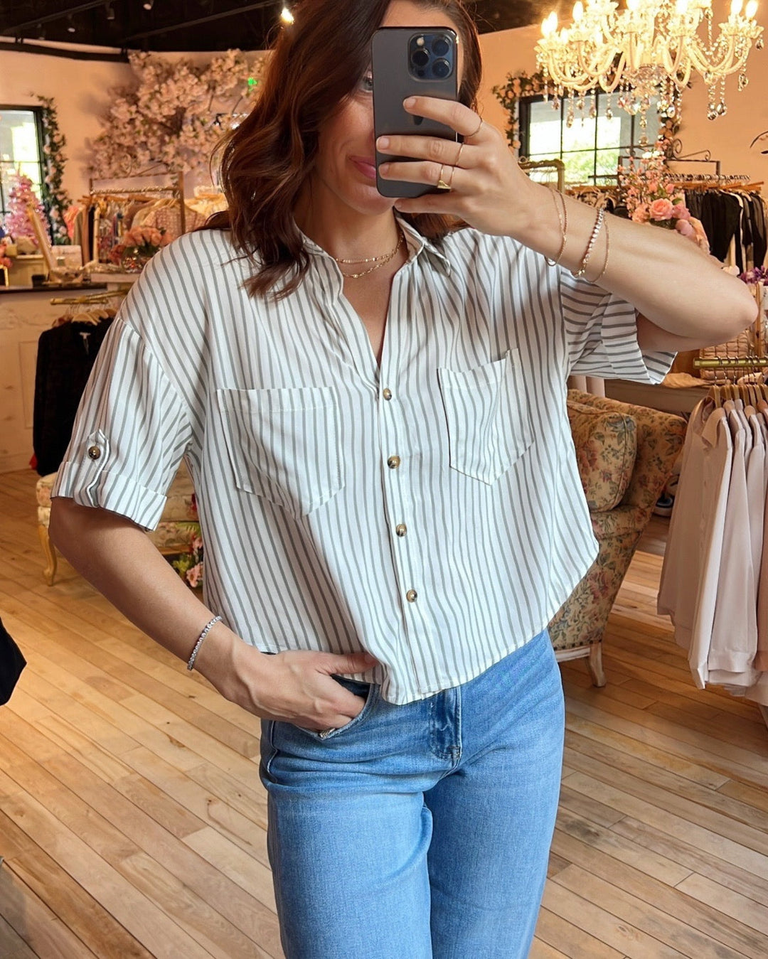 The Lauren Striped Top - Green