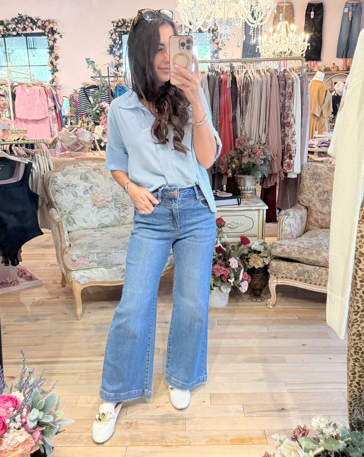 The Madeline High Rise Crop Wide Leg Jean by Risen
