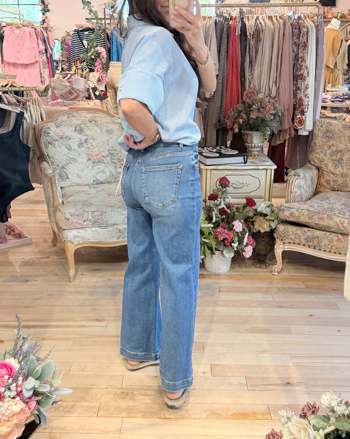 The Madeline High Rise Crop Wide Leg Jean by Risen