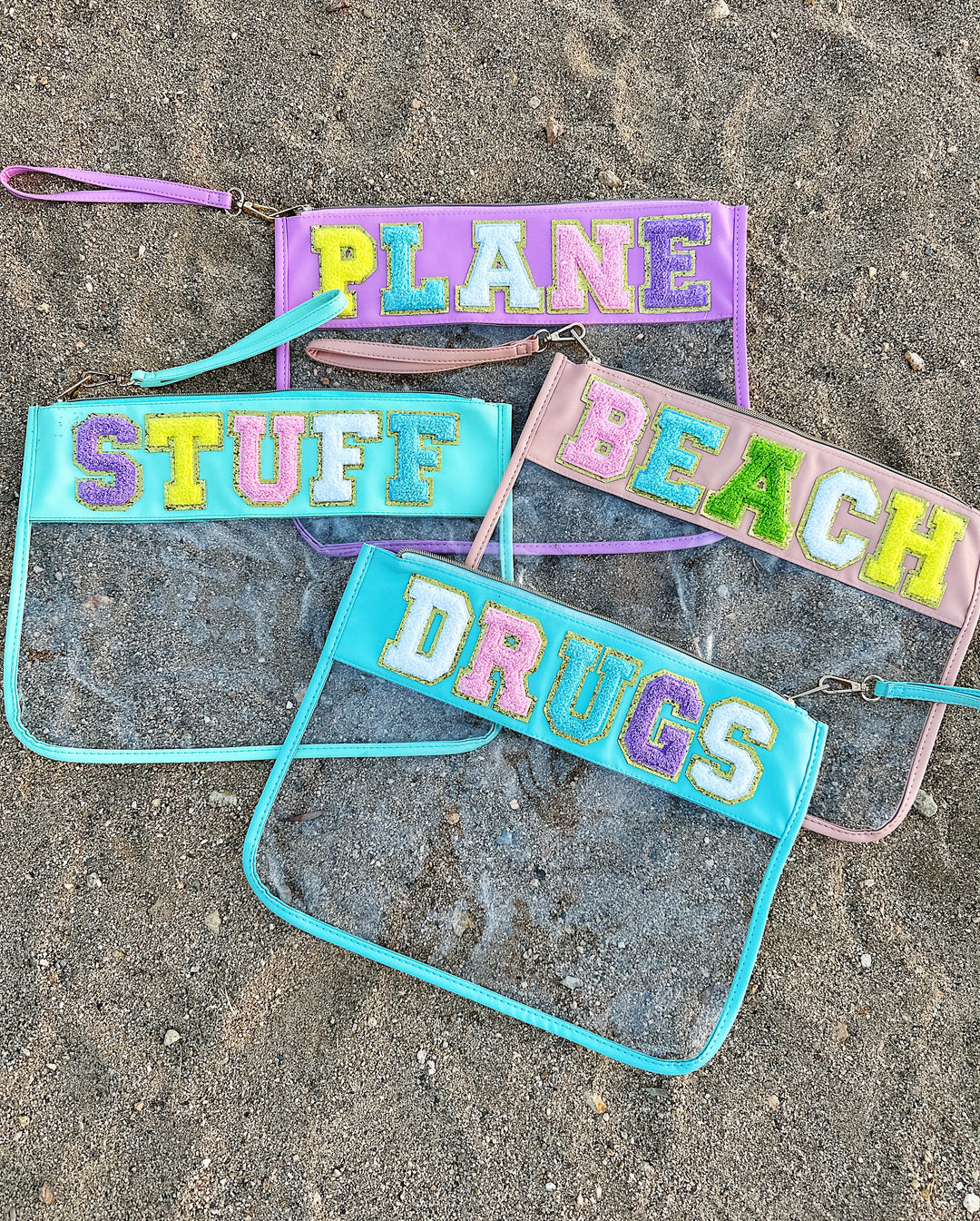 Chenille Letter Clear Organizer Bag - Medium