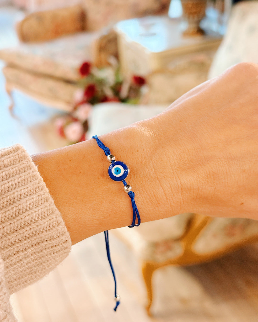 Adjustable Evil Eye Bracelet - Blue
