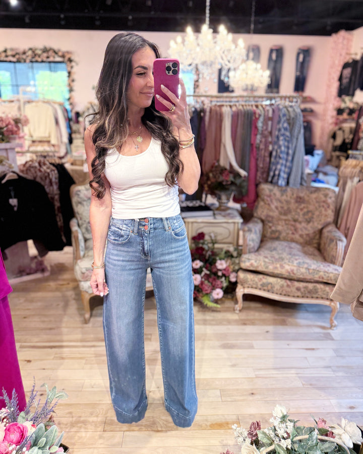 The Rachel High-Rise Wide-Leg Jeans