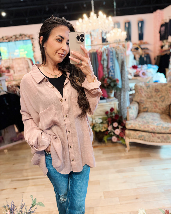 The Evelyn Button Down Blouse - Mauve