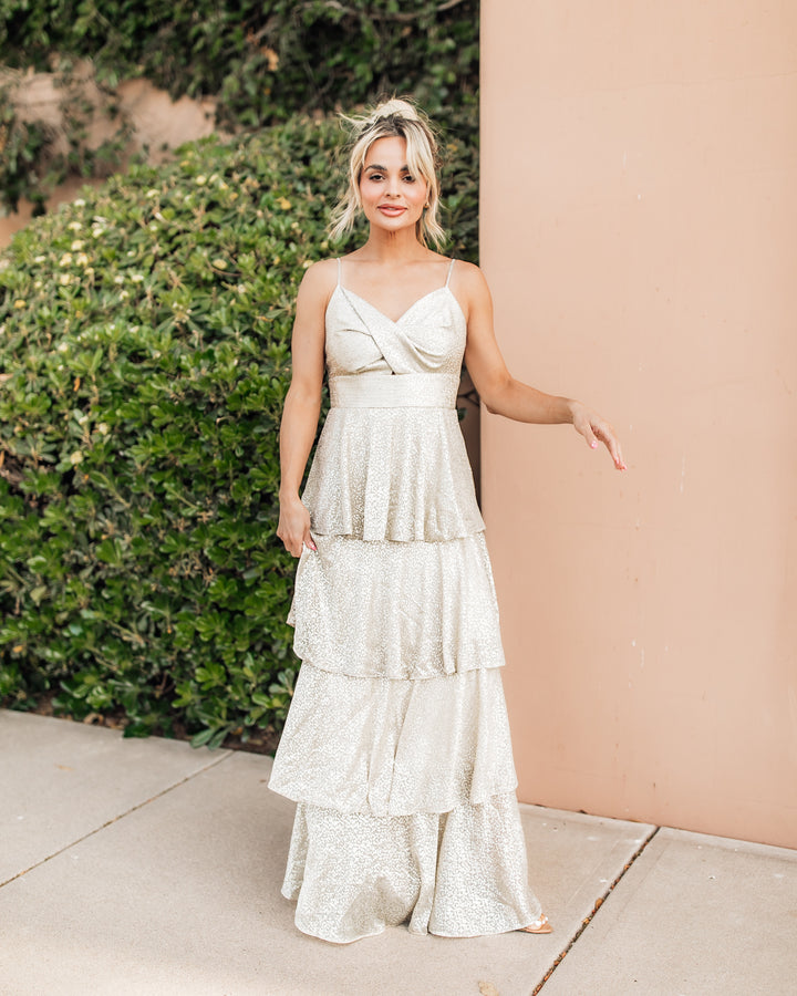 The Rhiannon Lurex Tiered Maxi Dress
