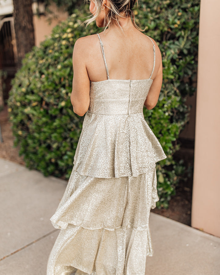 The Rhiannon Lurex Tiered Maxi Dress