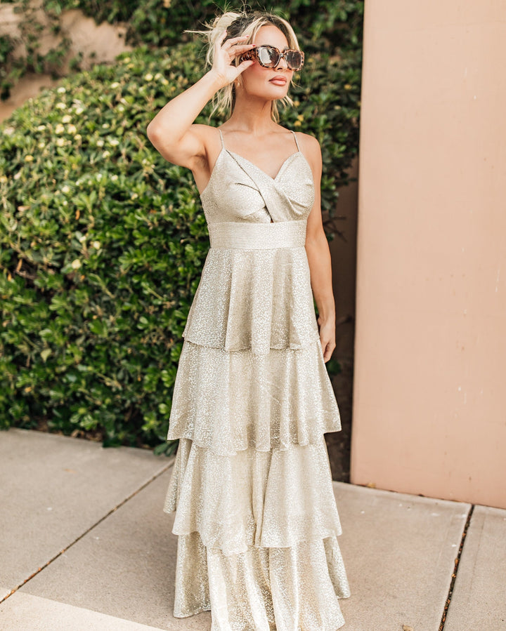 The Rhiannon Lurex Tiered Maxi Dress