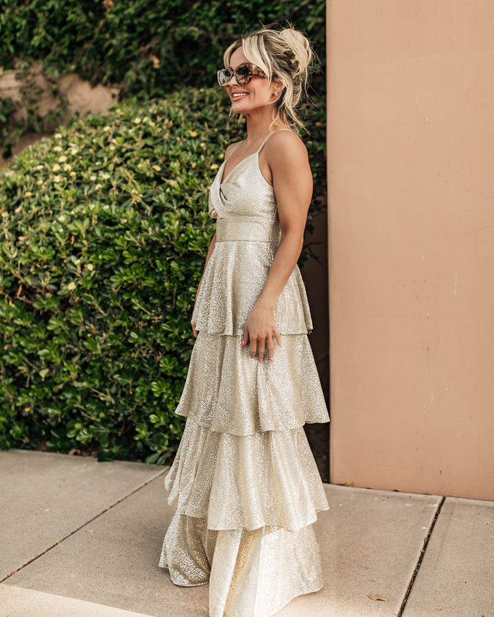 The Rhiannon Lurex Tiered Maxi Dress