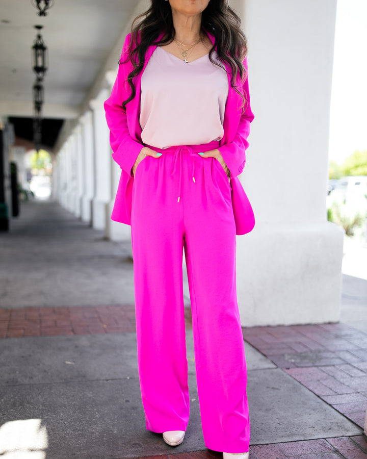 The Romy Long Sleeved Blazer - Hot Flamingo