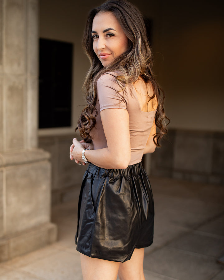 The Lisa Square Neck Bodysuit - Taupe