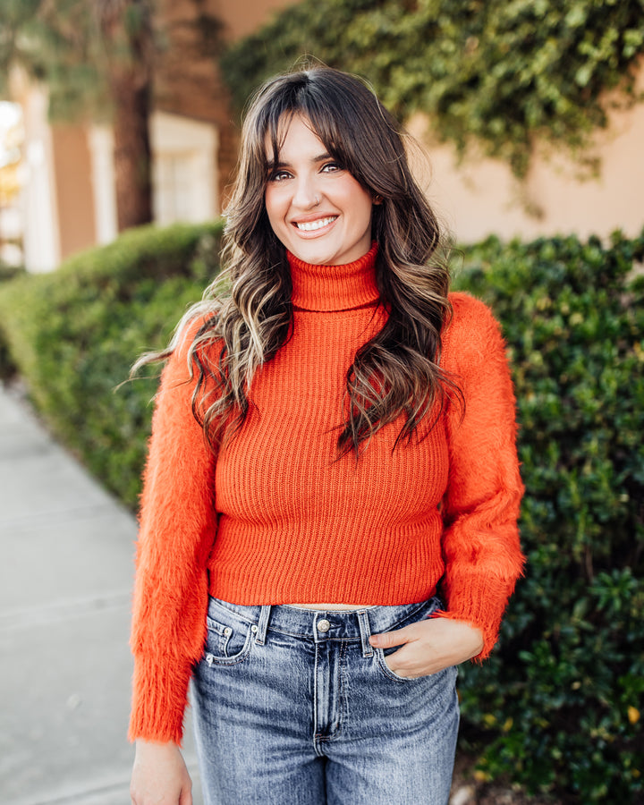 The Juniper Fur Sleeved Ribbed Turtleneck Sweater