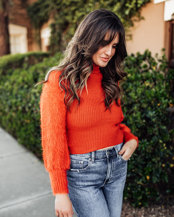The Juniper Fur Sleeved Ribbed Turtleneck Sweater