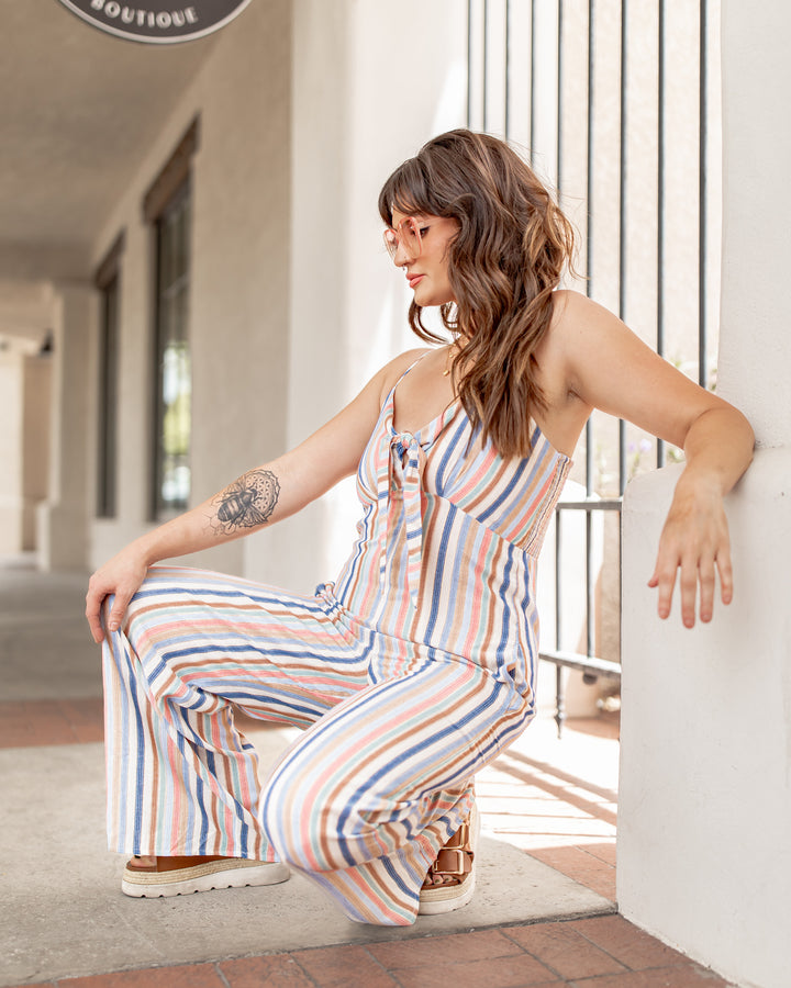 The Candy Multi Color Striped Cami Jumpsuit
