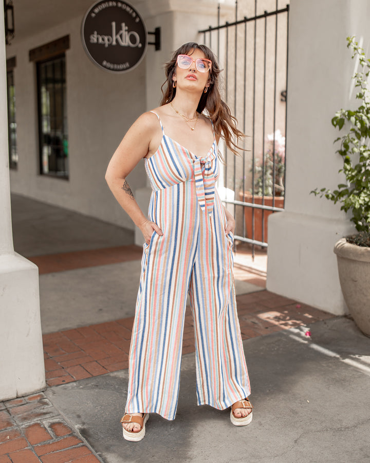 The Candy Multi Color Striped Cami Jumpsuit