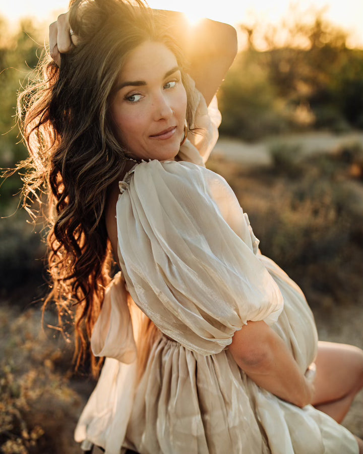 Organza Puff Sleeve Babydoll Dress by Mable