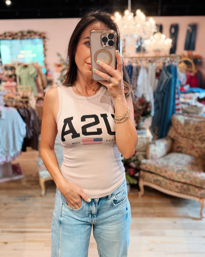 The USA Ribbed Tank Top