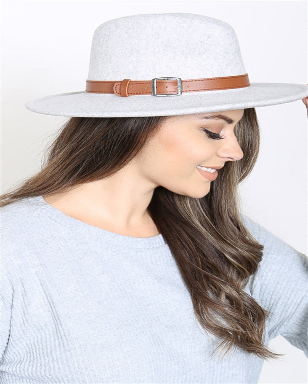 Gray Brim with Adjustable Brown Buckle