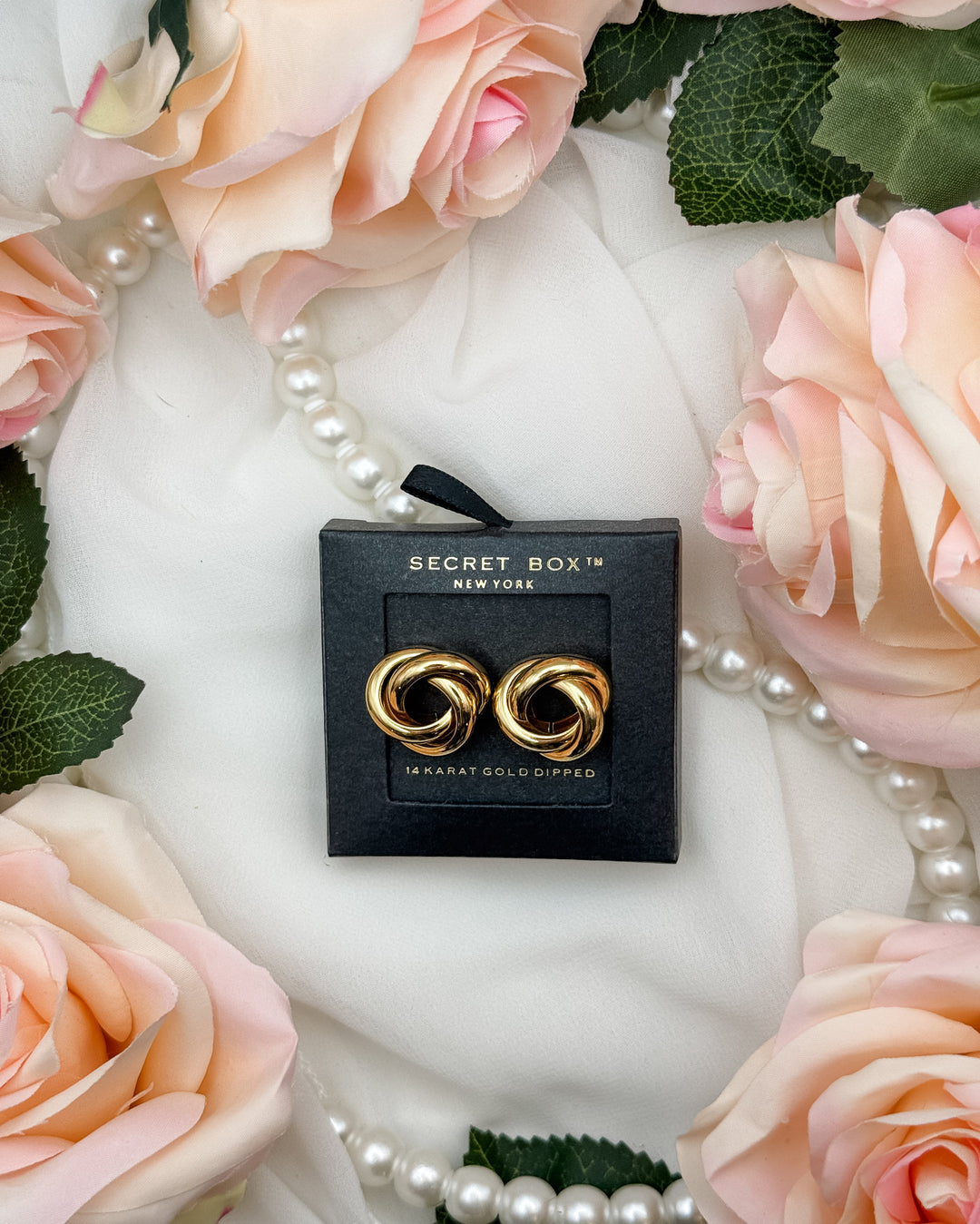 Gold Dipped Tube Knot Earrings