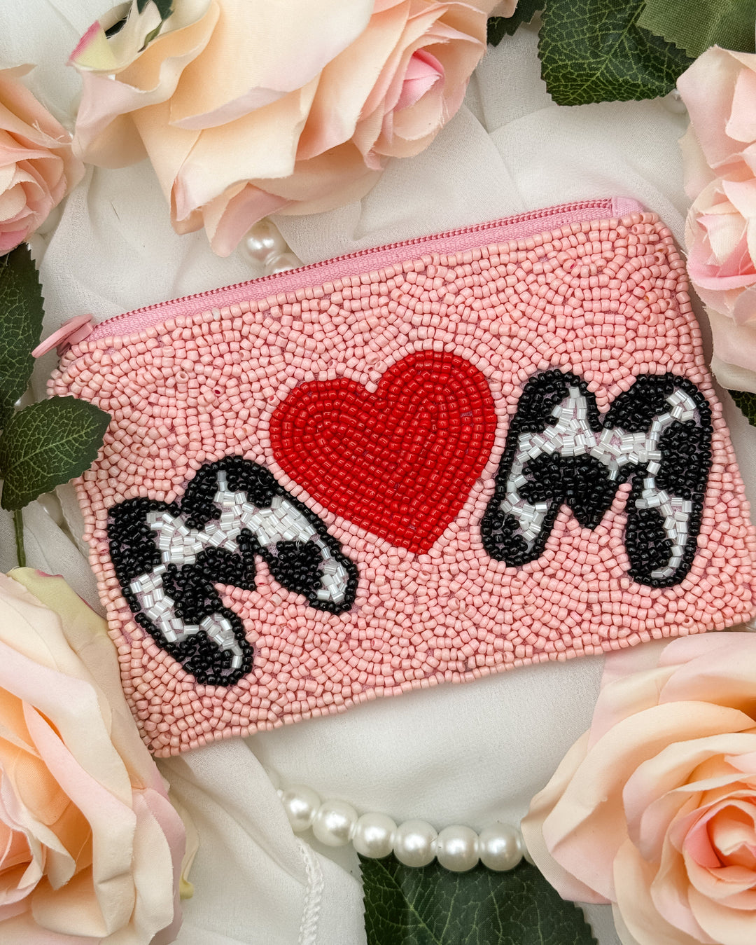 Love Mom Beaded Coin Pouch