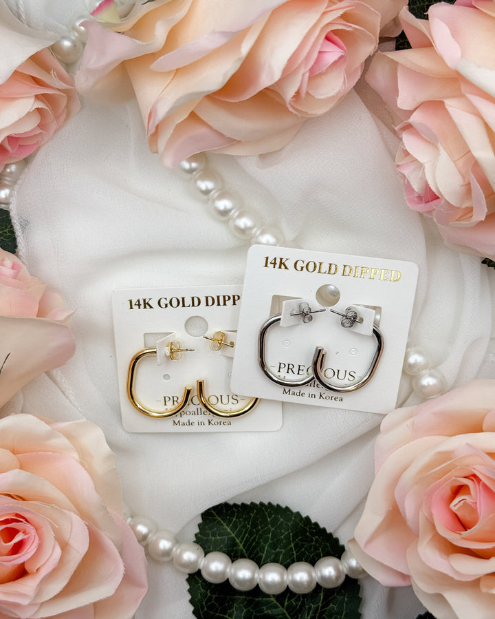 Rounded Square Hoop Earrings