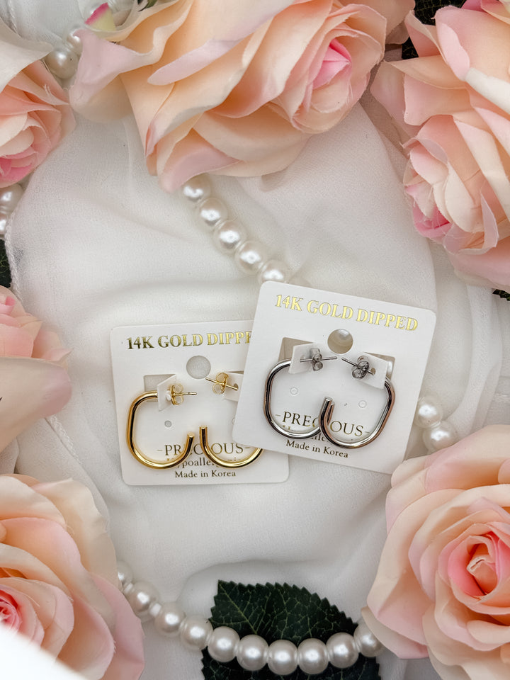 Rounded Square Hoop Earrings