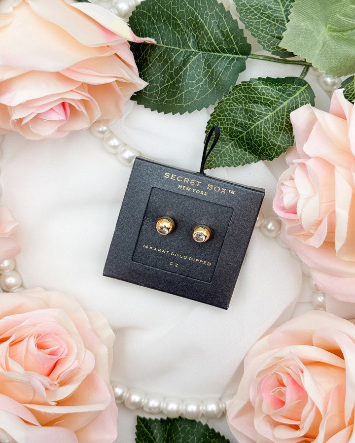 Gold Bezel Bling Earrings