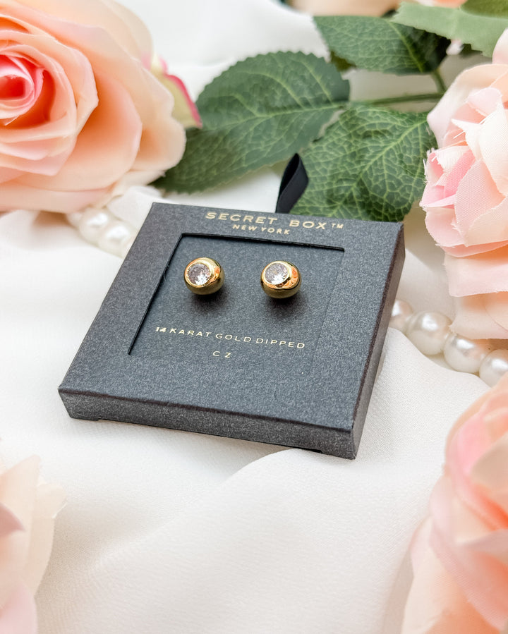 Gold Bezel Bling Earrings