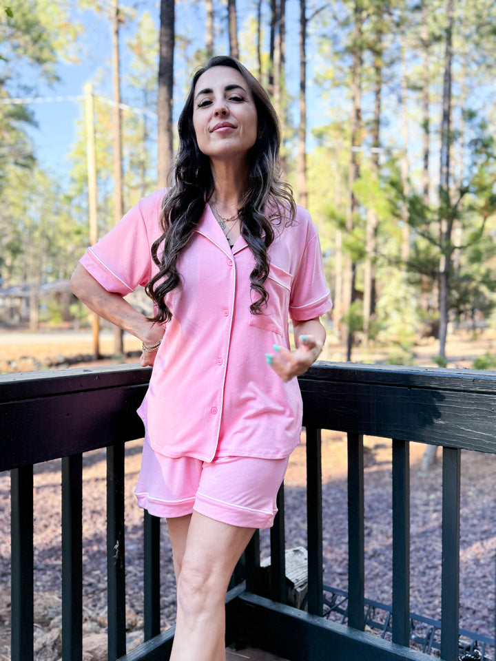 The Camille Pajama Shorts - Pink