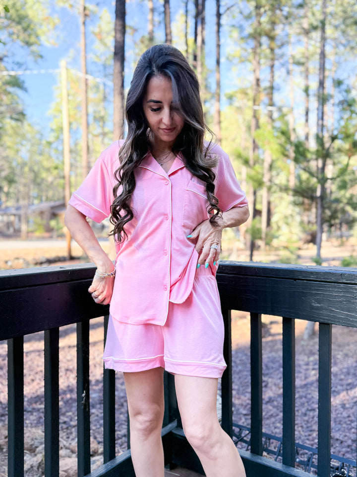 The Camille Pajama Shorts - Pink