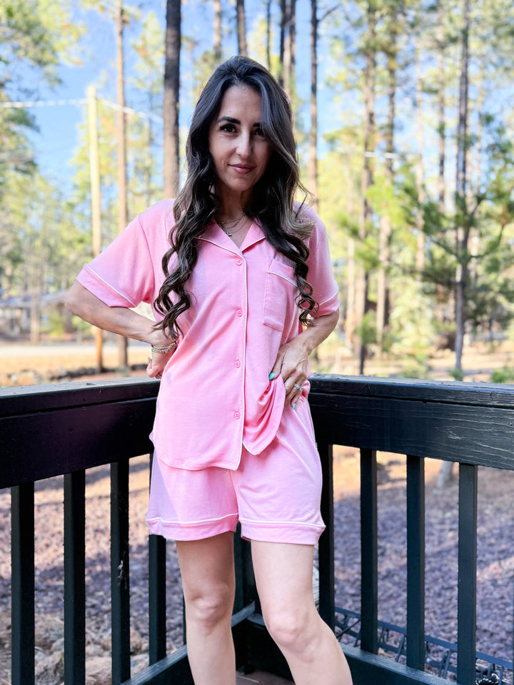 The Camille Pajama Shorts - Pink