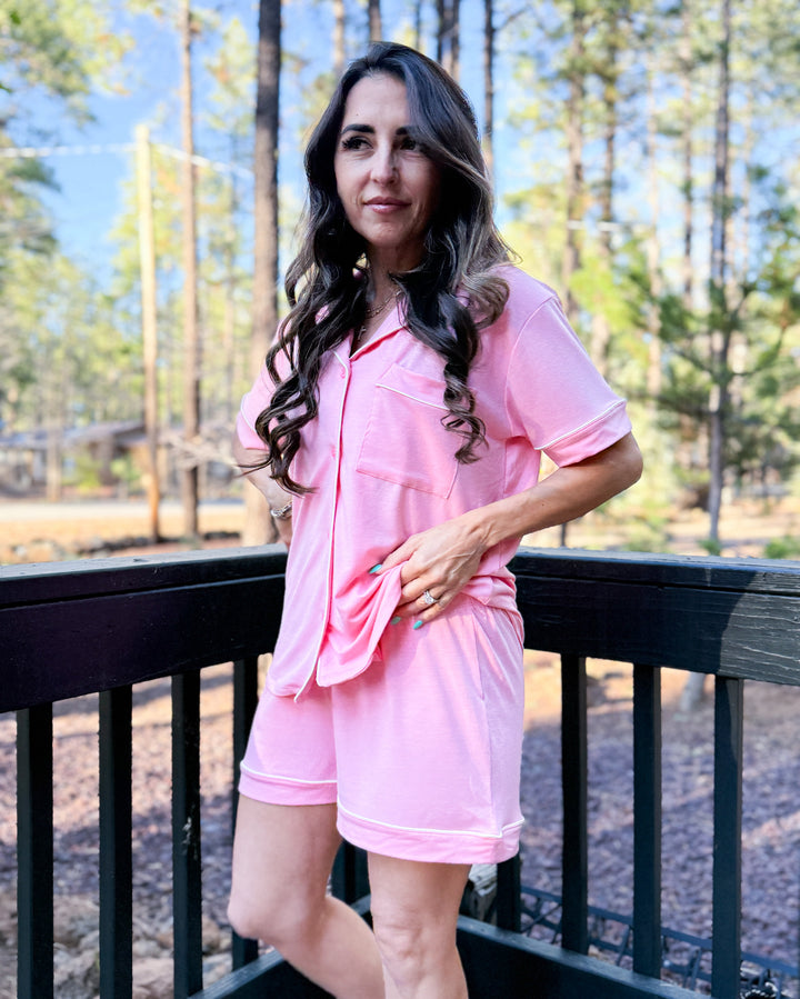 The Camille Pajama Shorts - Pink
