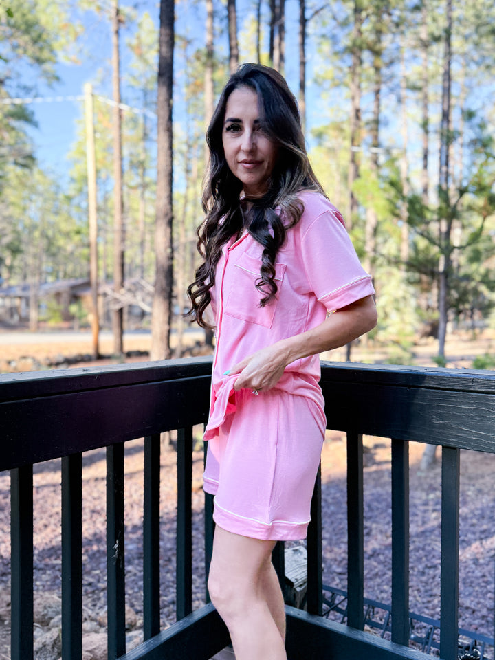 The Camille Pajama Shorts - Pink