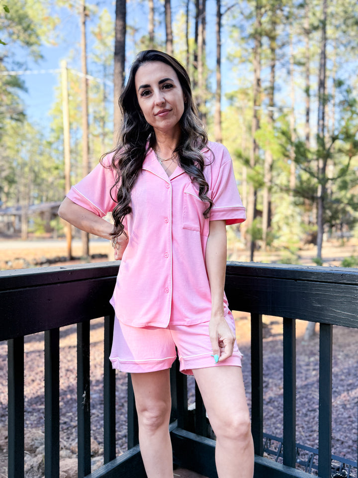 The Camille Pajama Shorts - Pink
