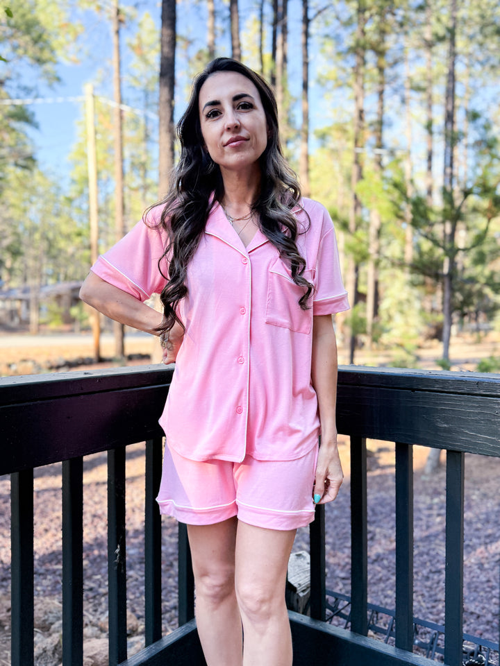 The Camille Pajama Shorts - Pink
