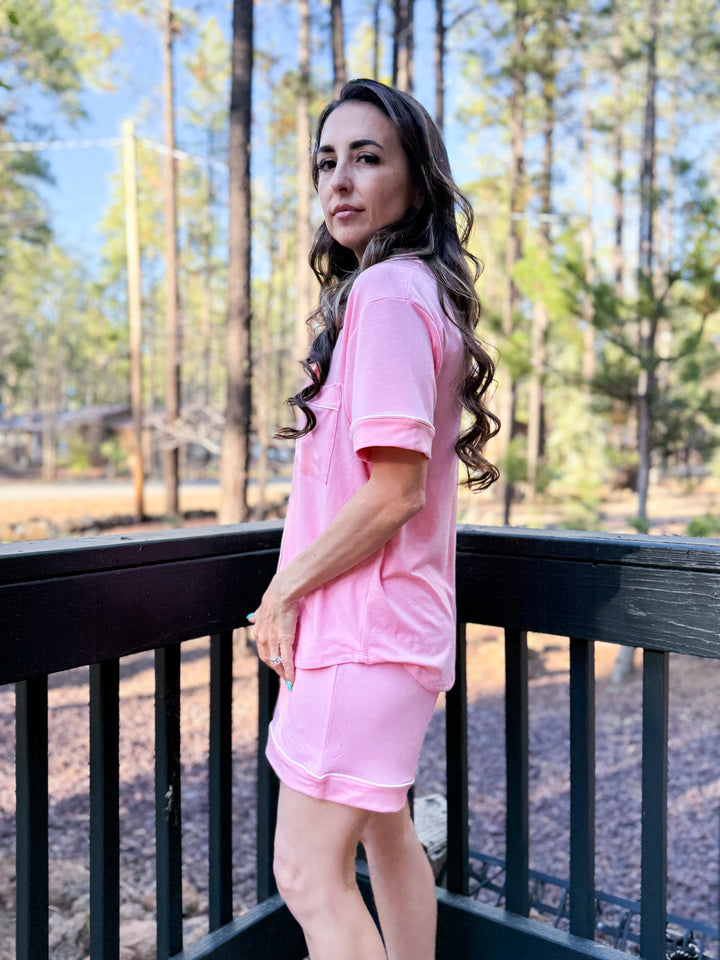 The Camille Pajama Shorts - Pink