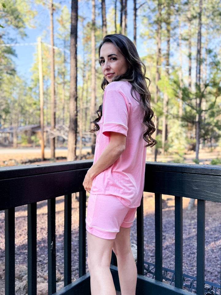 The Camille Pajama Shorts - Pink