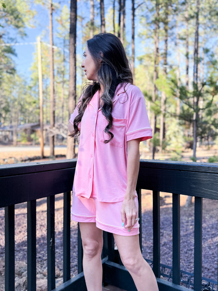 The Camille Pajama Shorts - Pink